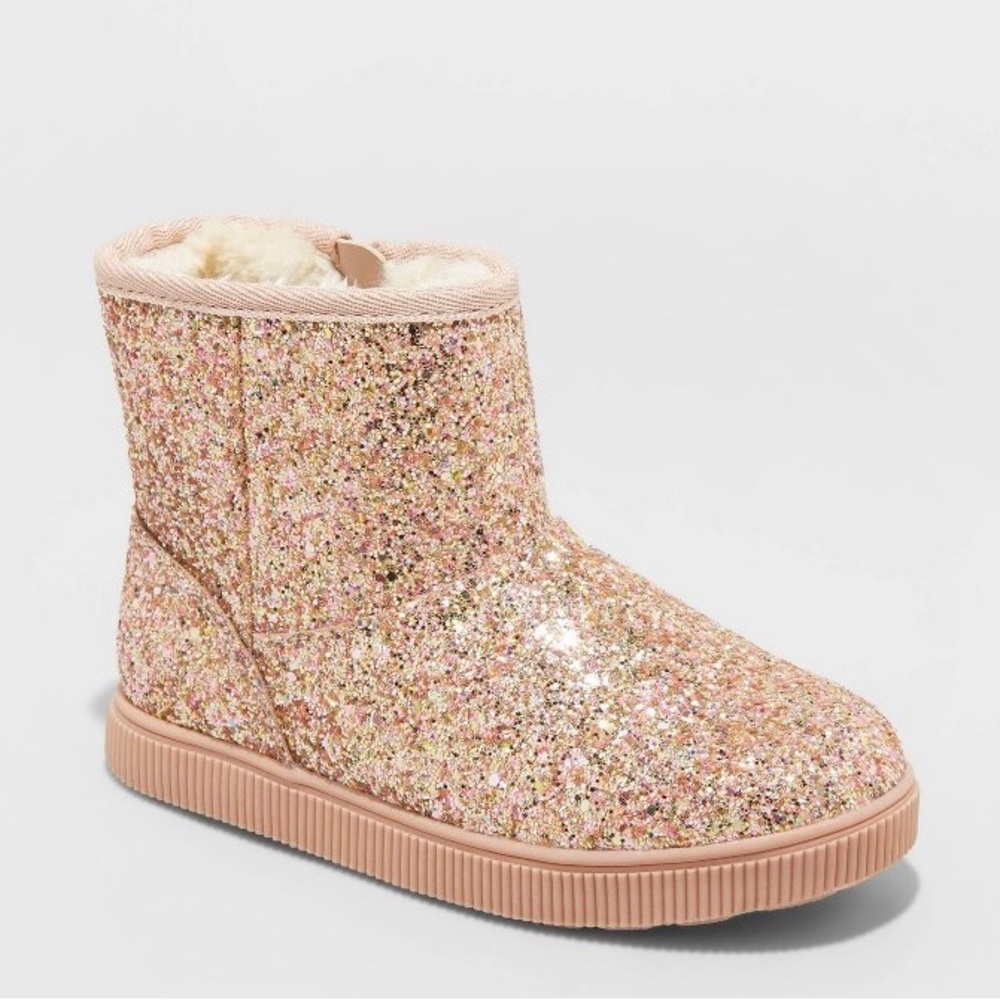 NWT Girls Pink Glitter Holland Boots Cat & Jack